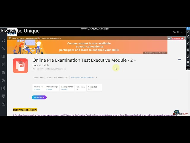 How to complete pre-exam test for CS EXECUTIVE , professional and foundation student . TEST before