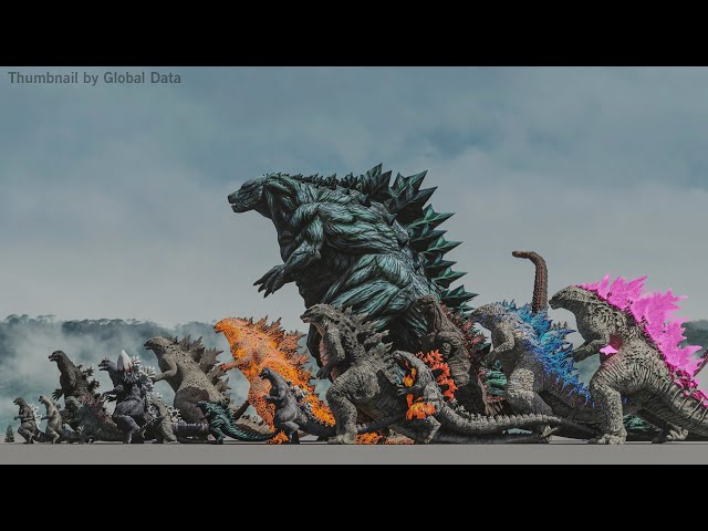 GODZILLA EVOLUTION 3D ANIMATED COMPARISON 2024 | Godzilla Size Comparison 3d Animation