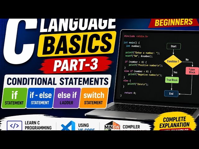 C Programming Tutorial for Beginners | Part 3 | If, Else If, Else & Switch Statement