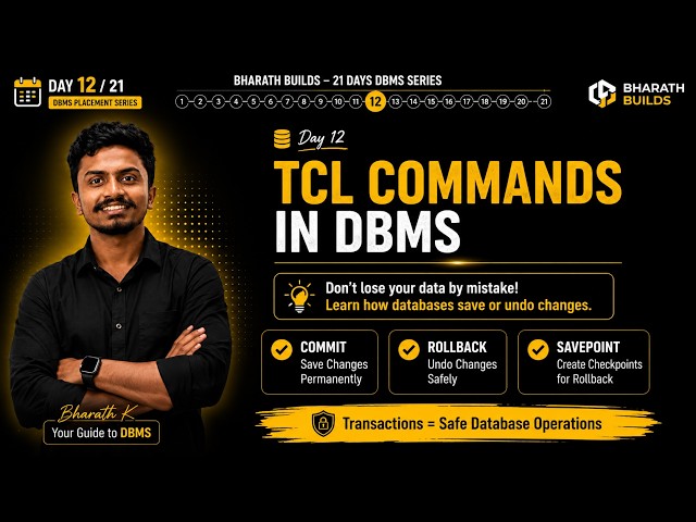 COMMIT vs ROLLBACK vs SAVEPOINT Explained 🔥| TCL Commands in DBMS | SQL Interview Questions | Day 12