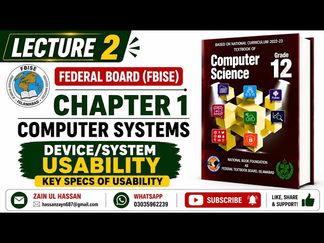 Lecture 2: Device/System Usability & Key Aspects of Usability #12thcomputerscience