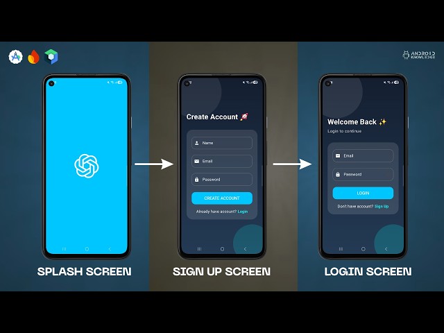 Splash Screen + Signup Screen + Login Screen | 3 in 1 App Flow | Android Studio, Firebase, Compose