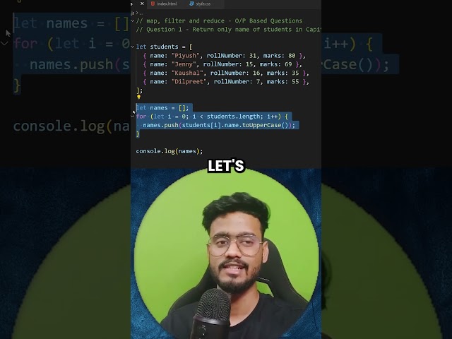 Using map() to return all names in capital 🔥 #javascript #javascriptinterview