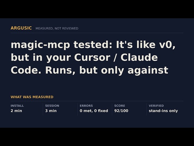 magic-mcp tested: It's like v0, but in your Cursor / Claude Code. Runs, but only against stand-ins.