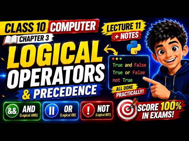 Class 10 Computer Chapter 3 | Logical Operators & Operator Precedence Lecture 11 + Notes