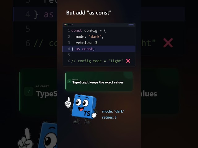 TypeScript “as const” Explained in 60 Seconds #typescripttutorial