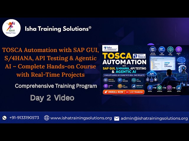 TOSCA SAP  Day 2 Video on 29th July. +91-9133190573 to enroll.