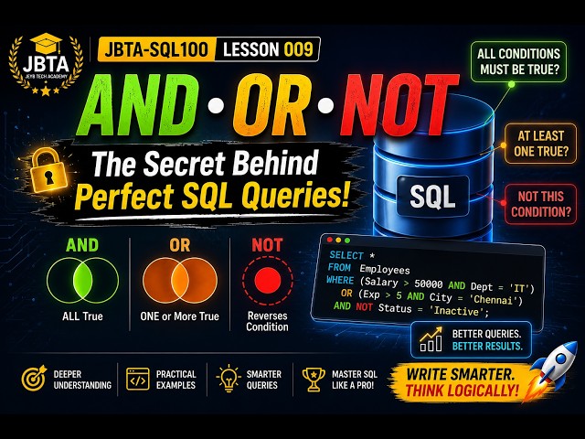 SQL AND • OR • NOT | The Secret Behind Perfect SQL Queries! | SQL Beginners | Lesson 9 | SQL Mastery