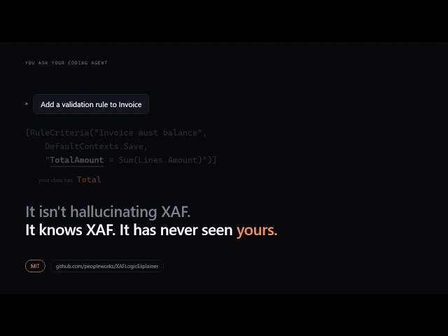 Your AI agent knows XAF but has never seen YOUR app | XAF Logic Explainer — free & open source