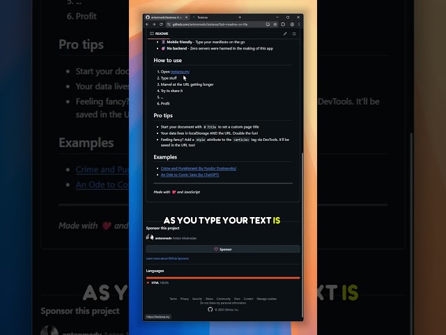 textarea.my: A minimalist text editor that lives entirely in your URL  #github