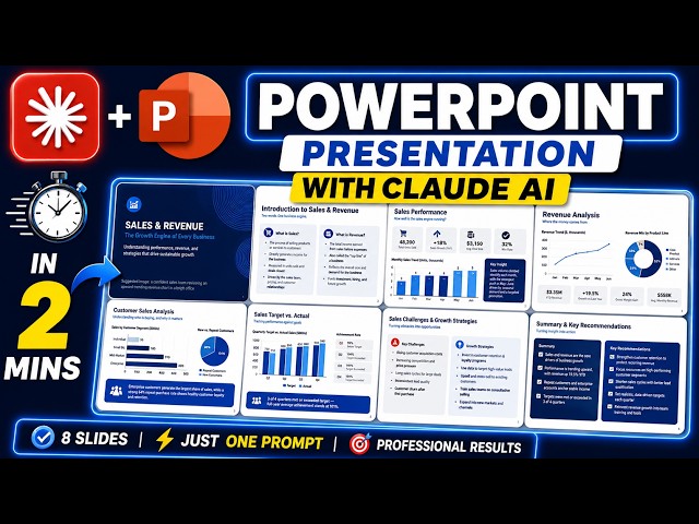 Create a PowerPoint Presentation Using Claude AI | 8-Slide Sales & Revenue Presentation - Just 2 Min