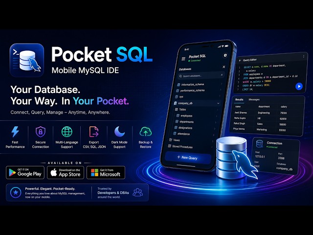 Manage MySQL on Your Phone! | Pocket SQL Mobile MySQL IDE