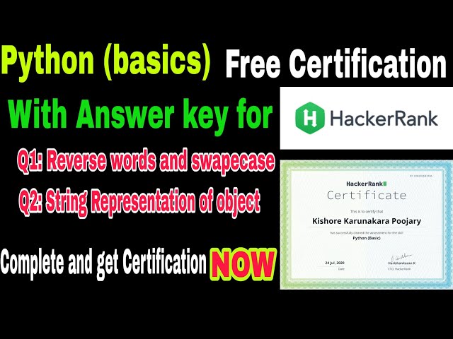 HackerRank free Certification | python (Basics) Certification | Free Certificate