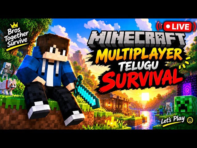 🔴MINECRAFT MULTIPLAYER SURVIVAL LIVE #7 | Telugu Gaming | Survival With Friends!