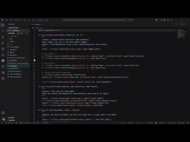 Implement a Multi Task Learning Model with Gradient Surgery using TensorFlow and Stream