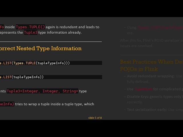 Fixing Apache Flink POJO Type Information for List Tuple3 Integer, Integer, String