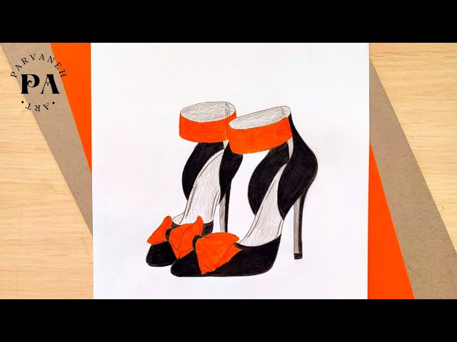 Drawing high heels _ Drawing for girls step by step || how to draw a girl high heels shoes