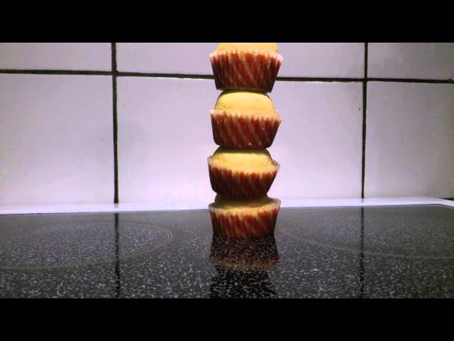 Lemon muffin tower falling over