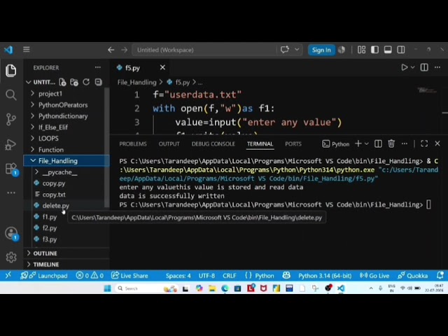 Python File Handling with User Input | Save User Data to a File in Python | Beginner Tutorial