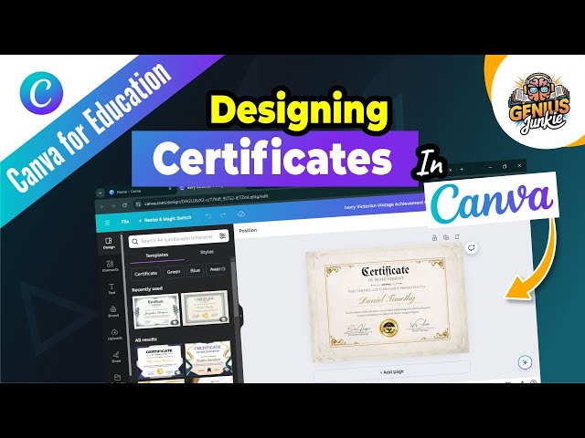How to Design Certificates in Canva | Step by Step Guide by Genius Junkie
