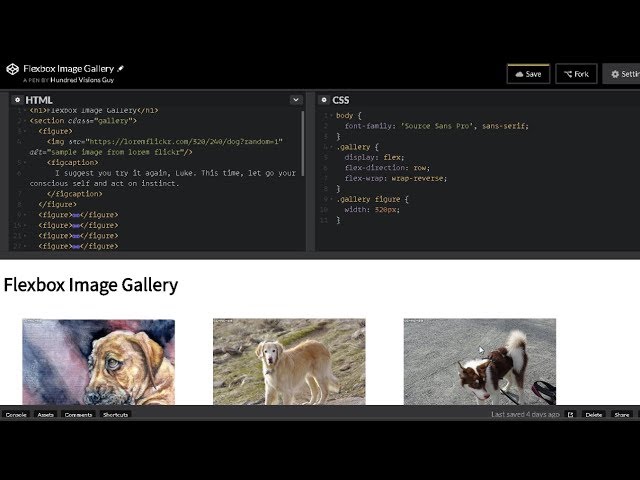 Adding Flex to Your Flexbox Image Gallery on CodePen
