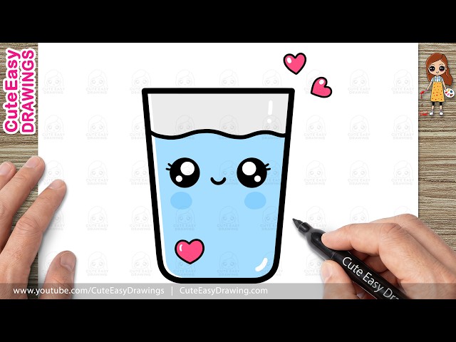 How to Draw a Cute Water Glass, Easy Step-by-Step | Kawaii Glass of Water Drawing for Kids!