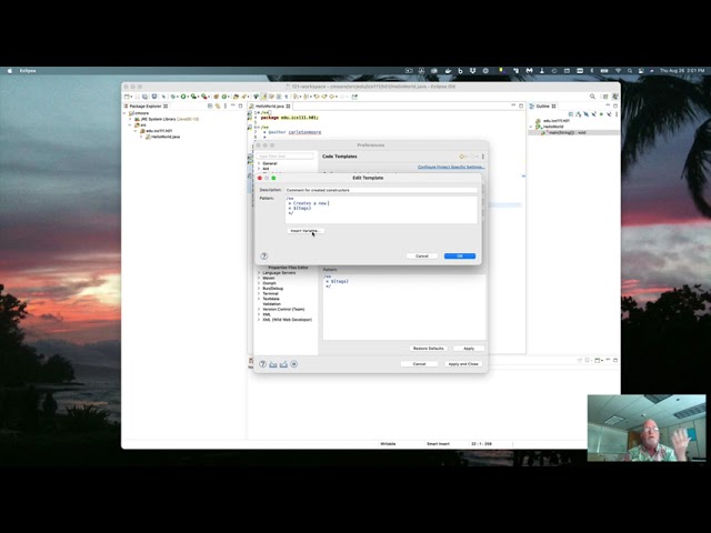 Configure Eclipse Java comment templates.