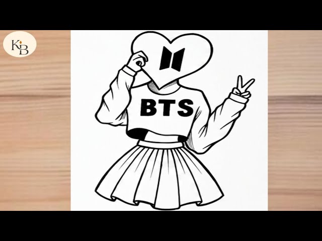How to Draw a Cute BTS Army Girl 💜 | Easy BTS Girl Drawing Tutorial
