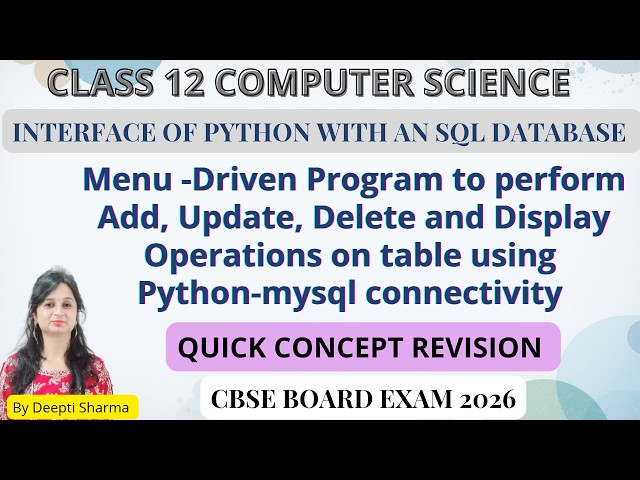 Interface of Python with an SQL Database | Interface Python with MYSQL Database #boardexam2026