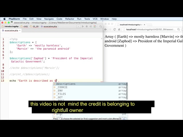 value in associative array in php