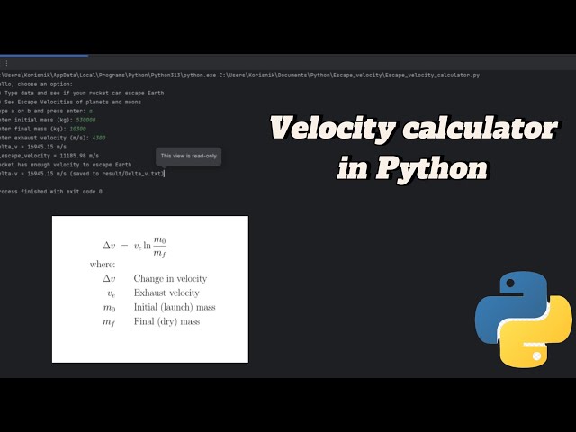 I made Velocity Calculator code in Python; phsycs at its best 