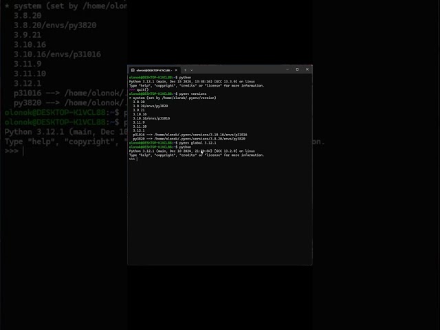 Pyenv: How to switch python version via command line #machinelearning #mlops