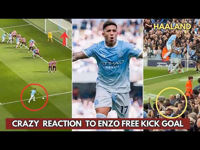 Crazy Reaction To Enzo Fernandez Free kick Goal Vs Sunderland | First Man City Goal