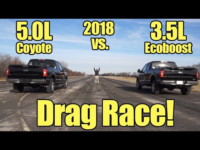 2018 Ford F150 3.5L Ecoboost vs 5.0L V8 Coyote Drag Race! It's Kunes Country Prize Fights!