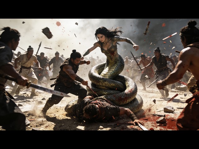 Beauty is ancient giant snake. Man comes to take life, bloody battle is about to begin.