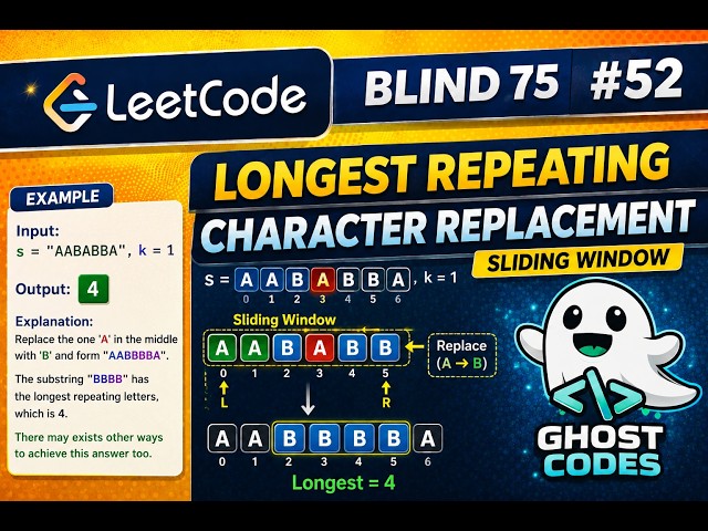 Longest Repeating Character Replacement 🔥 Sliding Window Explained Easy | LeetCode 424