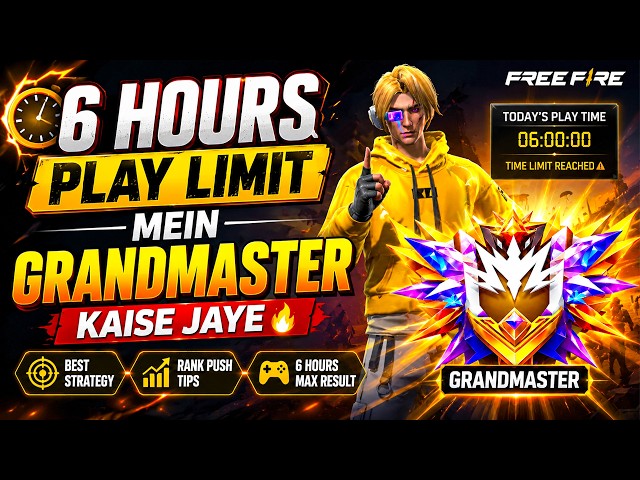 6 Hours Play Limit में GRANDMASTER Push Tips & Tricks | Free Fire BR Rank Push Season 53 Tips 2026