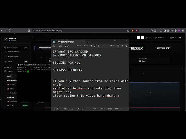 IRANBOT/IRAN BOTNET SOURCE CODE DUMPED | COMES WITH FREE EXPLOIT | POPULAR MIRAI SOURCE CODE 2026