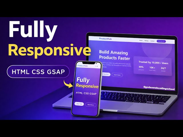 Fully Responsive Animated Landing Page Using HTML CSS & GSAP | Website Project 2026 | #gsap #css