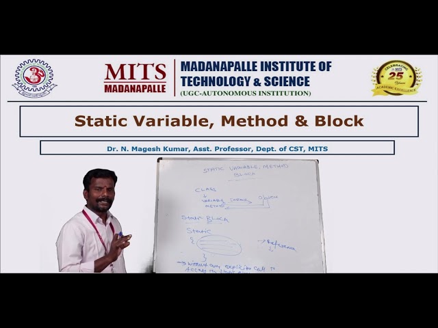 Static Variable, Method & Block _ Mr. N. Magesh Kumar, Asst. Prof., CST, MITS