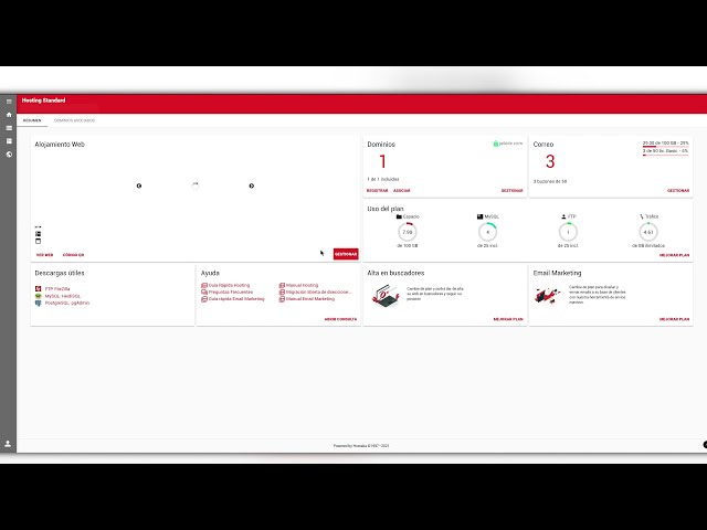 Nuevo interface de como instalar / desinstalar WordPress desde Hostalia web de hosting 2021