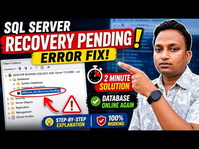 Recovery Pending Error in SQL Server? Fix It in 2 Minutes!
