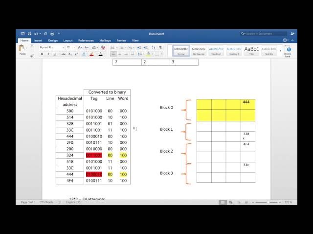Cache direct mapping example - Computer Architecture