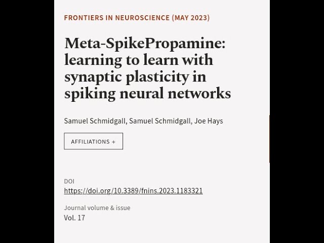 Meta-SpikePropamine: learning to learn with synaptic plasticity in spiking neural net... | RTCL.TV