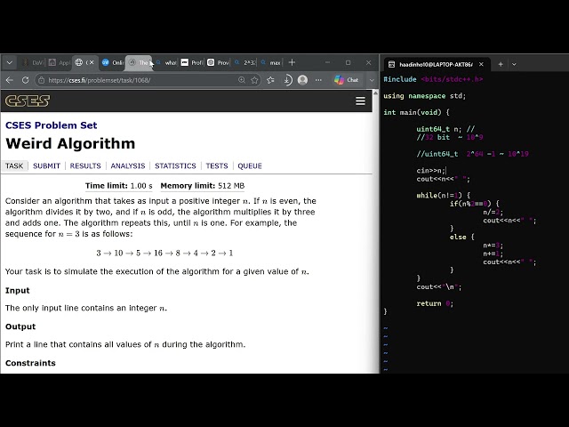 [CSES INTRODUCTORY] Weird Algorithm Problem