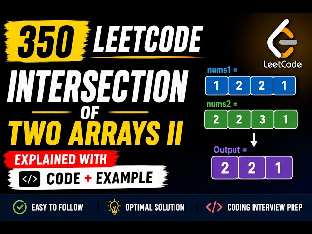 350 Intersection of Two Arrays II leetcode java solution | java coding interview questions