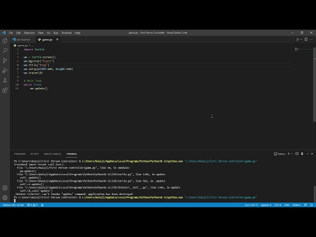 Making a classic Pong game with Python! Part - 1 Window opening and Paddle appearing!