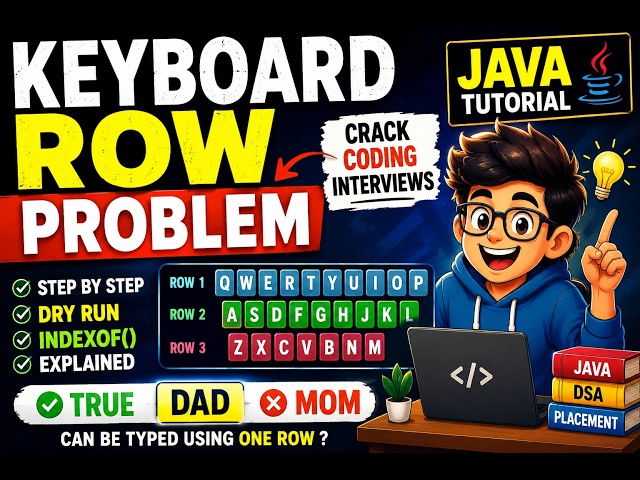 Java Keyboard Row Problem | indexOf() Explained | Dry Run | Java Coding Interview Question