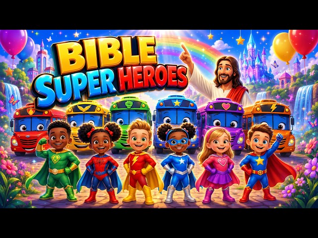 Bible Super Heroes Song for Kids 🦸‍♂️🚌 | Christian Kids Songs & Bible Heroes Adventure