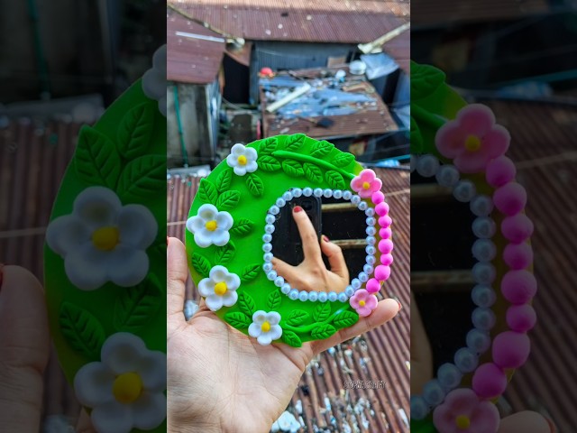 Clay Make Mirror Design 🪞 #clay #mirror #craft #diy
